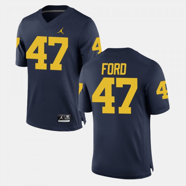 Michigan #47 Men's Gerald Ford Jersey Navy Alumni Football Game Embroidery
